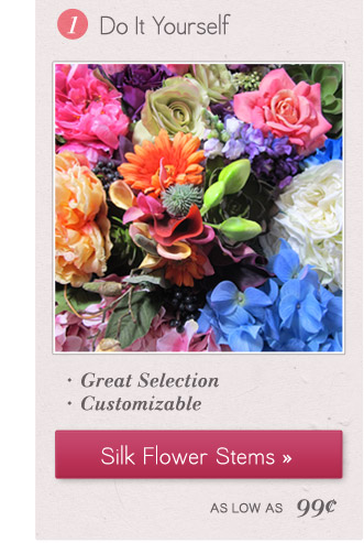 Great selection of silk wedding flower stems for the DIY bride